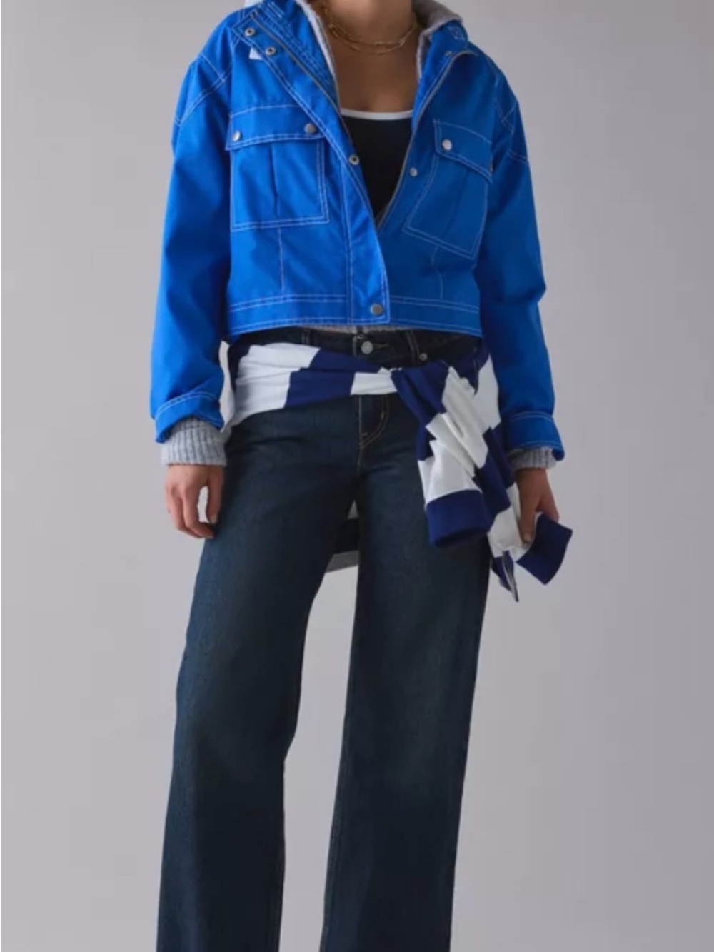 NWT Urban Outfitters BDG Clarence Nylon Utility Moto Jacket in Bright Blue UO